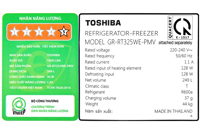 Tủ Lạnh Toshiba Inverter 249 Lít GR-RT325WE-PMV(06)-MG